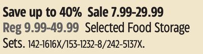 Selected Food Storage Sets