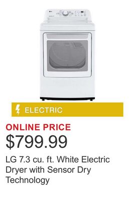 LG 7.3 cu. ft. White Electric Dryer with Sensor Dry Technology