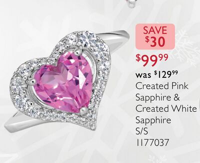 Sterling Silver Created Pink & Created White Sapphire Heart Ring