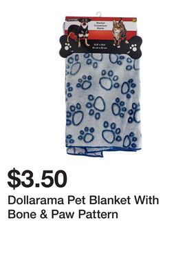 Dollarama Pet Blanket With Bone & Paw Pattern