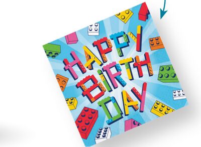 Block Bash Square Paper Disposable Lunch Napkins, Multi-Colour, 6.5-in, 16-pk, for Birthday Party