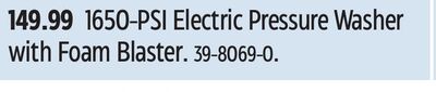 Simoniz 1650-PSI Electric Pressure Washer with Foam Blaster.