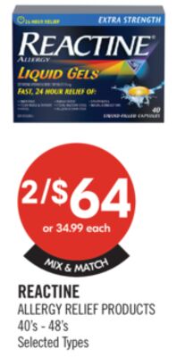 REACTINE ALLERGY RELIEF PRODUCTS