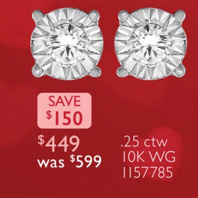 10K White Gold 0.25CTW Diamond Studs