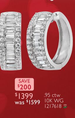 New Brilliance Lab Grown 0.95CTW Diamond Hoop Earrings in 10K White Gold