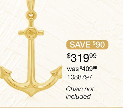 10K Yellow Gold Anchor Pendant