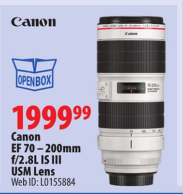 Canon EF 70 – 200mm f/2.8L IS III USM Lens