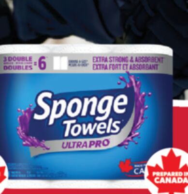 SPONGE TOWEL PAPER TOWEL, 3 = 6 ROLLS