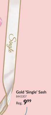 Gold 'Single' Sash