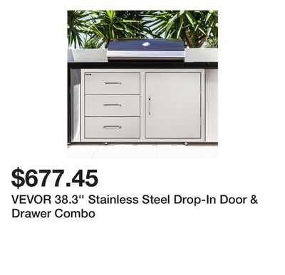 VEVOR 38.3'' Stainless Steel Drop-In Door & Drawer Combo