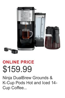 Ninja DualBrew Grounds & K-Cup Pods Hot and Iced 14-Cup Coffee Maker with Rapid Cold Brew