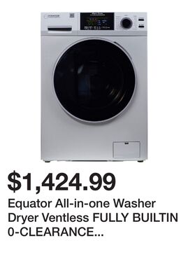 Equator All-in-one Washer Dryer Ventless FULLY BUILTIN 0-CLEARANCE 1.62cf/15lbs 110V 1400RPM EZ 4700 C Silver