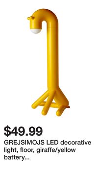 GREJSIMOJS LED decorative light, floor, giraffe/yellow battery operated