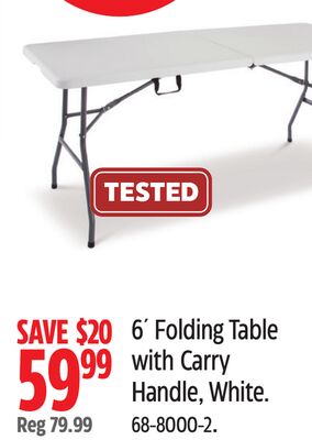 For Living 6´ Folding Table with Carry Handle