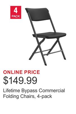 Lifetime Bypass Commercial Folding Chairs, 4-pack