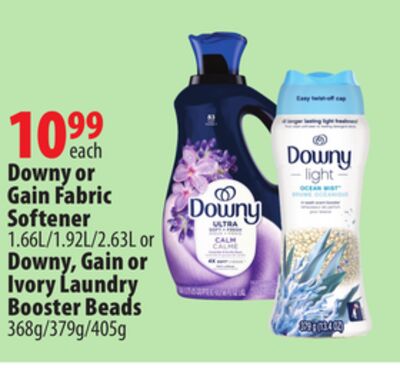 Downy or Gain Fabric Softener 1.66L/1.92L/2.63L or Downy, Gain or Ivory Laundry Booster Beads 368g/379g/405g
