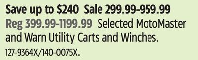 Selected MotoMaster and Warn Utility Carts and Winches