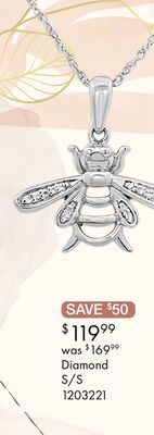 Bella Moda Sterling Silver Diamond Bee Pendant