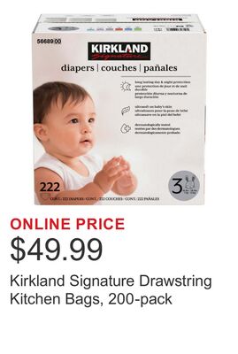 Kirkland Signature Drawstring Kitchen Bags, 200-pack