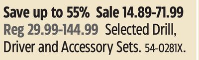 Selected Drill, Driver and Accessory Sets