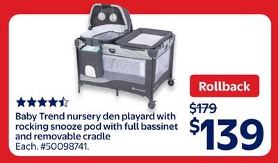Baby Trend nursery den playard with rocking snooze pod with full bassinet and removable cradle