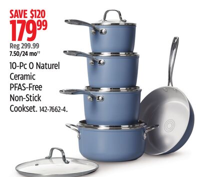 10-Pc O Naturel Ceramic PFAS-Free Non-Stick Cookset.