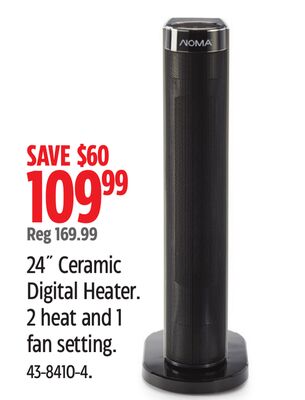 NOMA 24˝ Ceramic Digital Heater. 2 heat and 1 fan setting.