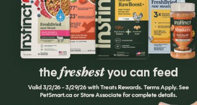 Save 15% Instinct dog (21g - 10.8kg) & cat (21g - 5kg) food