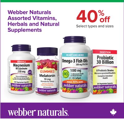 Webber Naturals Assorted Vitamins, Herbals and Natural Supplements