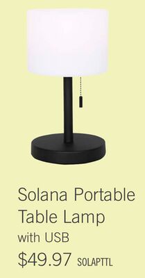 Solana 11" Modern Metal Acrylic Portable Indoor/Outdoor Table Lamp with USB Port - Black