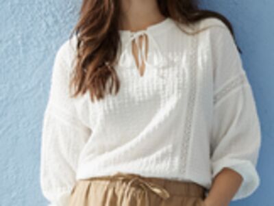 Devoted crinkle lace trim blouse