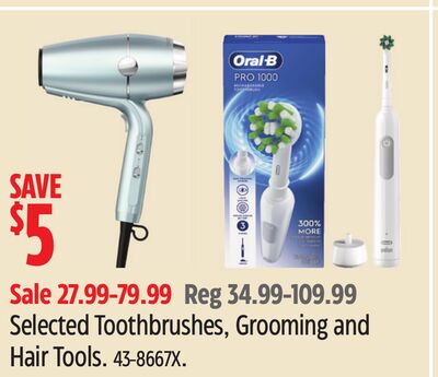Selected Toothbrushes, Grooming and Hair Tools