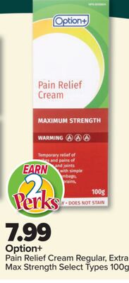 Option+ Pain Relief Cream Regular, Extra, Max Strength