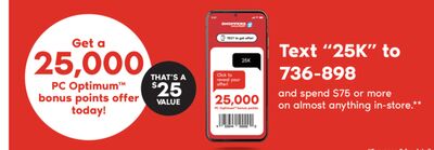 PC OptimumTM bonus points Text "25K" to 736-898
