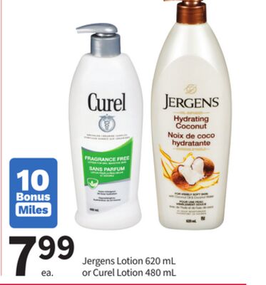 Jergens Lotion 6 20 mL or Curel Lotion 480 mL