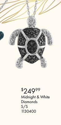 Sterling Silver Midnight Diamond Turtle Pendant