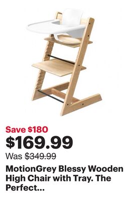 MotionGrey Blessy Wooden High Chair with Tray. The Perfect Adjustable Baby Highchair Solution for Your Babies and Toddlers or as a Dining Chair. (6 Months up to 250 Lb) - Wood