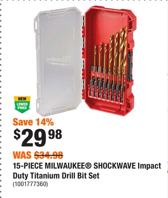 15-PIECE MILWAUKEE® SHOCKWAVE Impact Duty Titanium Drill Bit Set