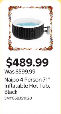 Naipo 4 Person 71'' Inflatable Hot Tub, Black