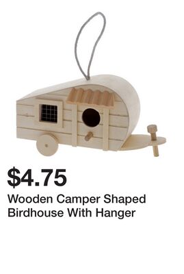 Wooden Camper Shaped Birdhouse With Hanger