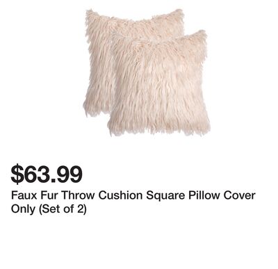 Faux Fur Throw Cushion Square Pillow Cover Only (Set of 2)