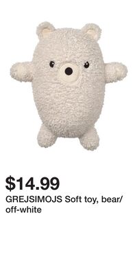GREJSIMOJS Soft toy, bear/off-white