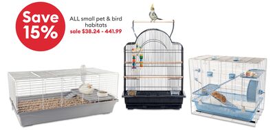 Save 15% ALL small pet & bird habitats