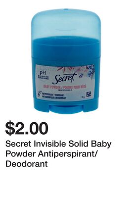 Secret Invisible Solid Baby Powder Antiperspirant/Deodorant
