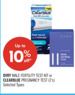 OVRY MALE FERTILITY TEST KIT or CLEARBLUE PREGNANCY TEST