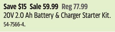 20V 2.0 Ah Battery & Charger Starter Kit