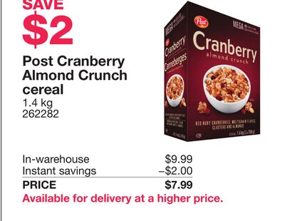 Post Cranberry Almond Crunch cereal