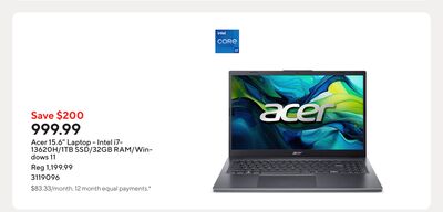 Acer 15.6" Laptop - Intel i7-13620H/1TB SSD/32GB RAM/Windows 11