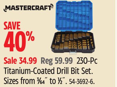 MASTERCRAFT 230-Pc Titanium-Coated Drill Bit Set