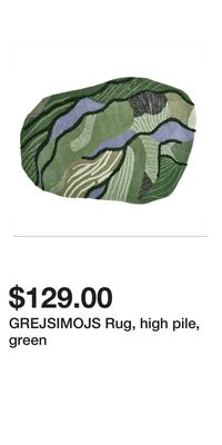 GREJSIMOJS Rug, high pile, green